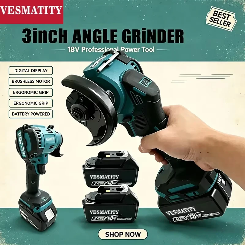 Brushless Angle Grinder Battery Powered - 디지털 디스플레이가 장착된 브러시리스 미니 각도