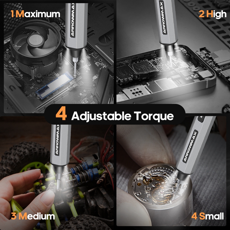 ARROWMAX 정밀 전동 드라이버 세트(4단계 토크, - Electric Screwdriver Rechargeable Usb 리뷰 및 가격