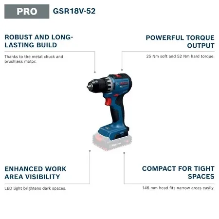 보쉬 GSR 18V-52 PRO 무선 드릴 드라이버,  - Brushless Cordless Electric Drill 18V 리뷰 및 가격